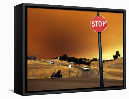 Smoke from a Wildfire Billows Over a Hillside-null-Framed Premier Image Canvas