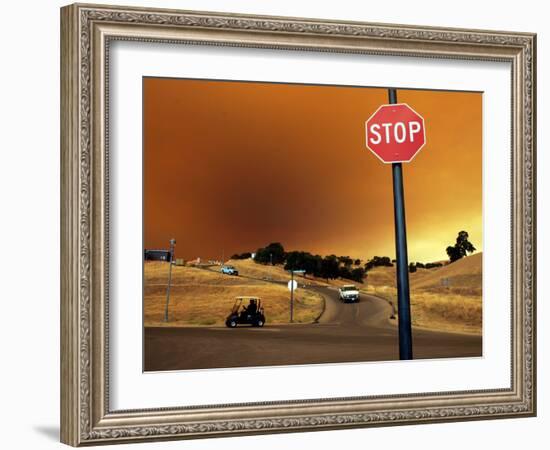 Smoke from a Wildfire Billows Over a Hillside-null-Framed Photographic Print