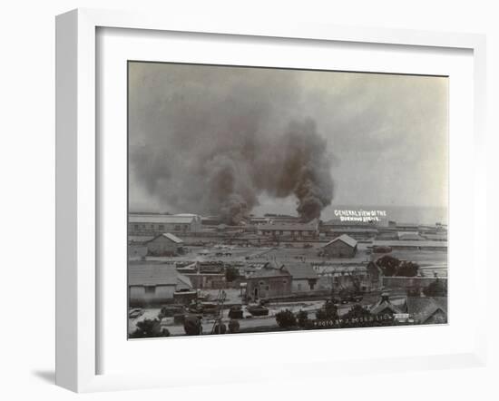 Smoke from Shelled Fuel Tanks in Madras-null-Framed Art Print