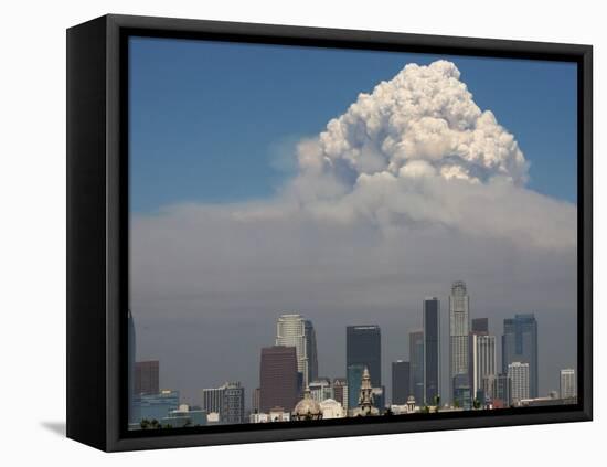 Smoke from the Station Fire Rises over Downtown Los Angeles-null-Framed Premier Image Canvas