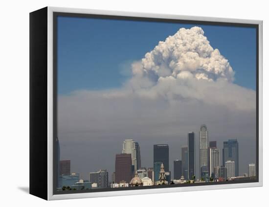 Smoke from the Station Fire Rises over Downtown Los Angeles-null-Framed Premier Image Canvas