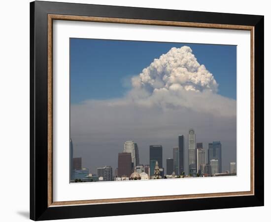 Smoke from the Station Fire Rises over Downtown Los Angeles-null-Framed Photographic Print