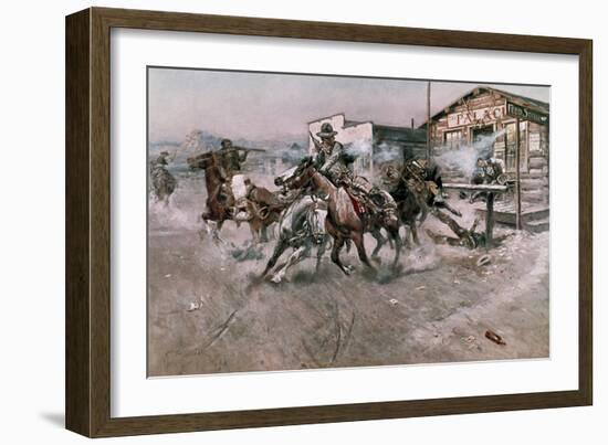 Smoke of a .45, 1908-Charles Marion Russell-Framed Giclee Print