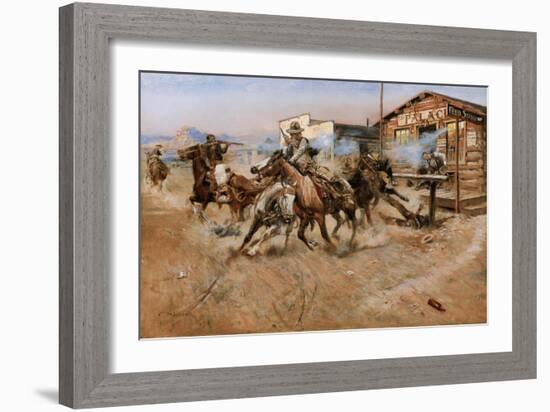 Smoke of A .45-Charles Marion Russell-Framed Art Print