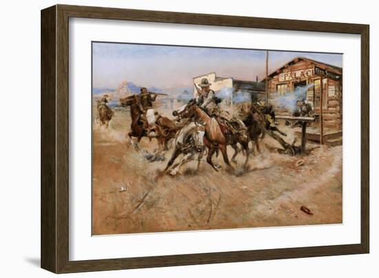 Smoke of A .45-Charles Marion Russell-Framed Art Print