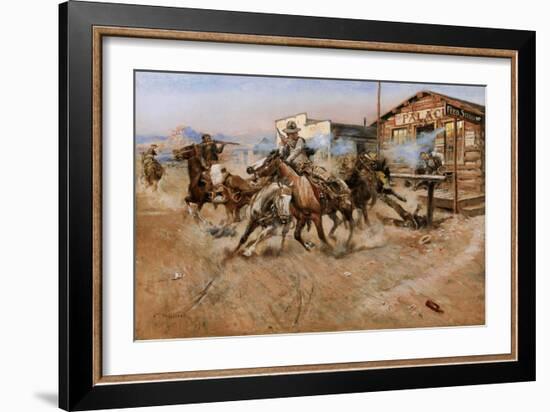 Smoke of A .45-Charles Marion Russell-Framed Art Print