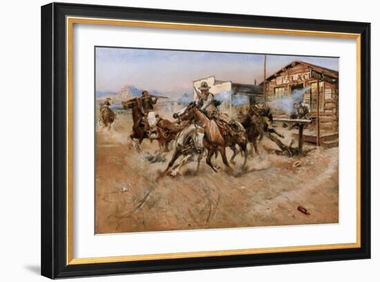 Smoke of A .45-Charles Marion Russell-Framed Art Print