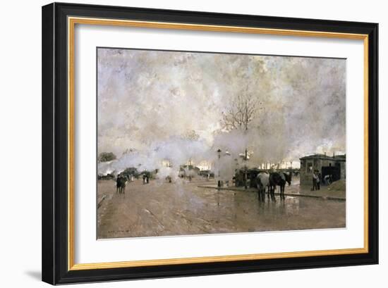 Smoke on the Paris Circuit Line, 1885-Luigi Loir-Framed Giclee Print