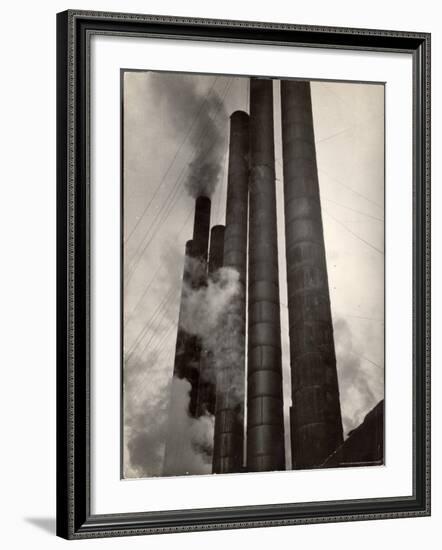 Smokestacks of Steel Plant, Taken from Boulevard of the Allies-Margaret Bourke-White-Framed Premium Photographic Print