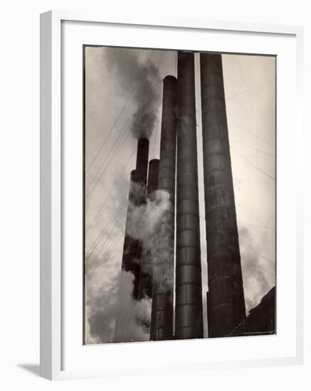 Smokestacks of Steel Plant, Taken from Boulevard of the Allies-Margaret Bourke-White-Framed Premium Photographic Print