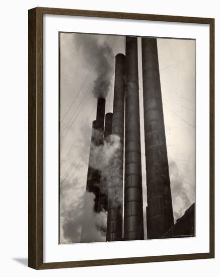 Smokestacks of Steel Plant, Taken from Boulevard of the Allies-Margaret Bourke-White-Framed Premium Photographic Print