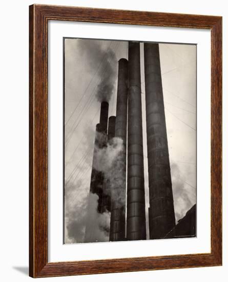 Smokestacks of Steel Plant, Taken from Boulevard of the Allies-Margaret Bourke-White-Framed Premium Photographic Print