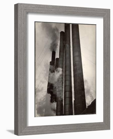 Smokestacks of Steel Plant, Taken from Boulevard of the Allies-Margaret Bourke-White-Framed Photographic Print
