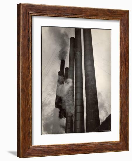 Smokestacks of Steel Plant, Taken from Boulevard of the Allies-Margaret Bourke-White-Framed Photographic Print