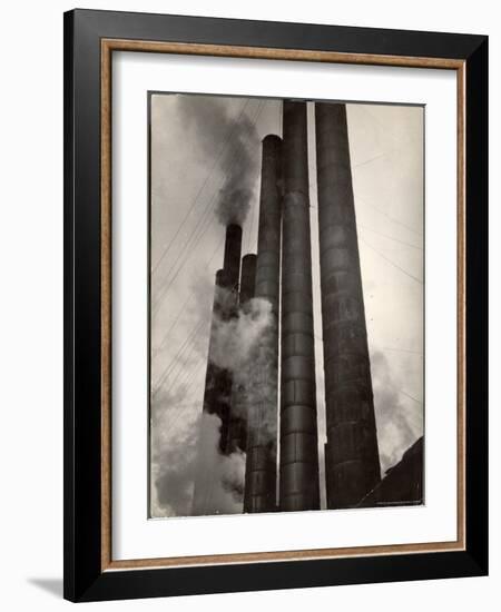 Smokestacks of Steel Plant, Taken from Boulevard of the Allies-Margaret Bourke-White-Framed Photographic Print