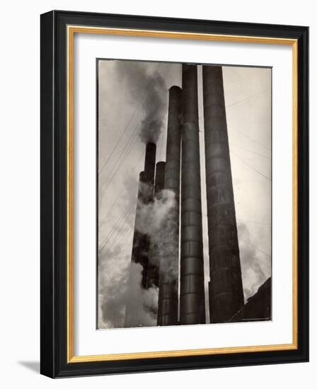 Smokestacks of Steel Plant, Taken from Boulevard of the Allies-Margaret Bourke-White-Framed Photographic Print