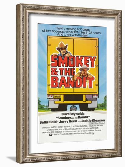 Smokey and the Bandit, Burt Reynolds (top), Jackie Gleason, 1977-null-Framed Art Print