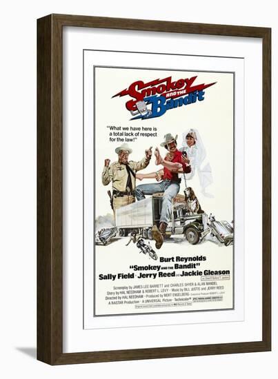 Smokey and the Bandit, from Left: Jackie Gleason, Burt Reynolds, Sally Field, 1977-null-Framed Premium Giclee Print