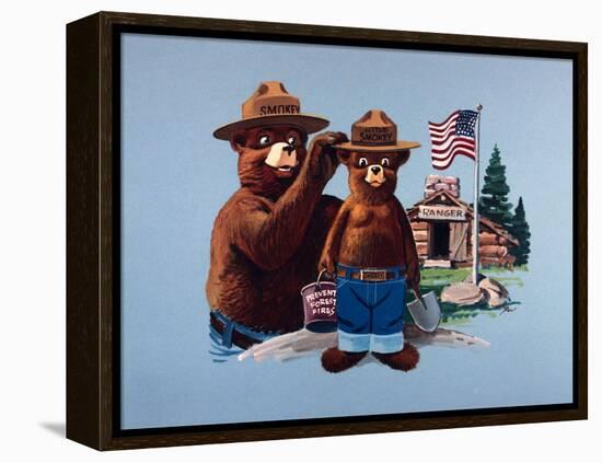 Smokey the Bear and Little Smokey-null-Framed Premier Image Canvas