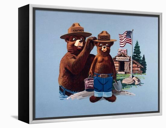Smokey the Bear and Little Smokey-null-Framed Premier Image Canvas