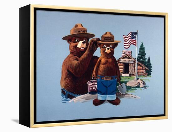 Smokey the Bear and Little Smokey-null-Framed Premier Image Canvas