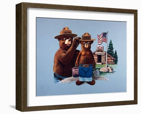 Smokey the Bear and Little Smokey-null-Framed Photographic Print