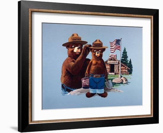 Smokey the Bear and Little Smokey-null-Framed Photographic Print