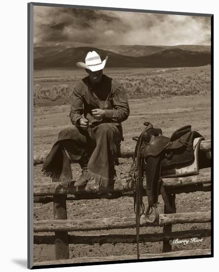 Smokin’ Cowboy-Barry Hart-Mounted Art Print