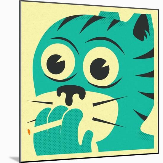 Smoking Cat-Jazzberry Blue-Mounted Art Print