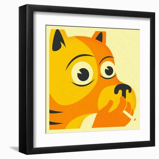 Smoking Dog-Jazzberry Blue-Framed Art Print