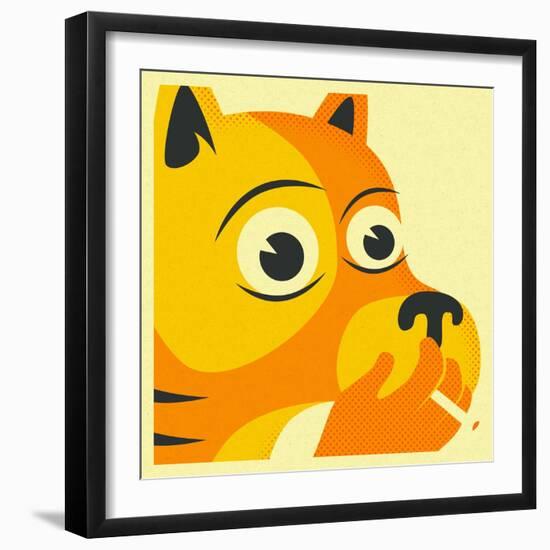 Smoking Dog-Jazzberry Blue-Framed Art Print