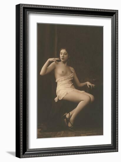 Smoking Woman with Slip-null-Framed Art Print