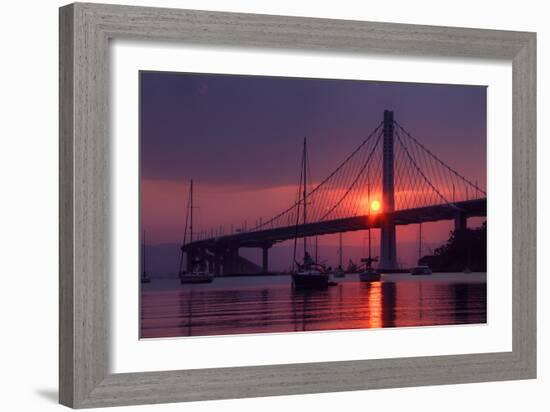 Smoky Sunrise at East Span Bay Bridge Boats Harbor Oakland Treasure Island-Vincent James-Framed Photographic Print