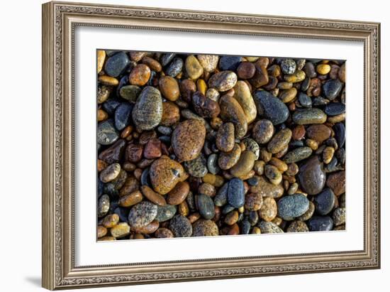 Smooth granite pebbles on beach of Lake Superior, Whitefish Point, Michigan-Adam Jones-Framed Photographic Print