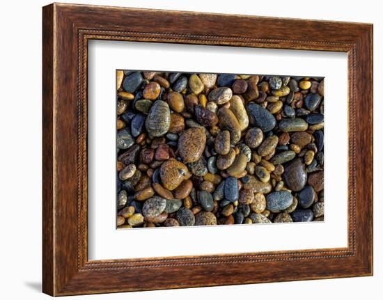 Smooth granite pebbles on beach of Lake Superior, Whitefish Point, Michigan-Adam Jones-Framed Photographic Print