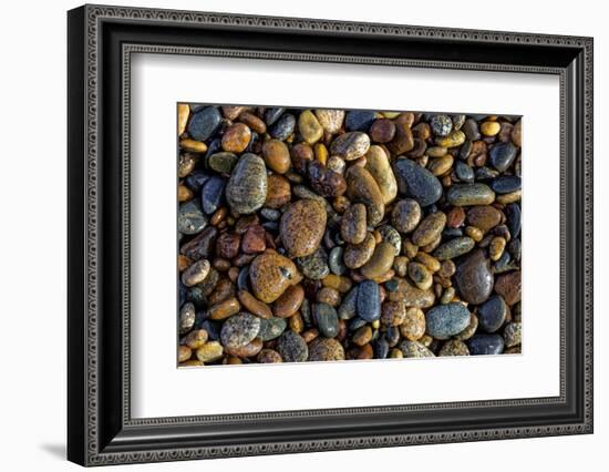 Smooth granite pebbles on beach of Lake Superior, Whitefish Point, Michigan-Adam Jones-Framed Photographic Print