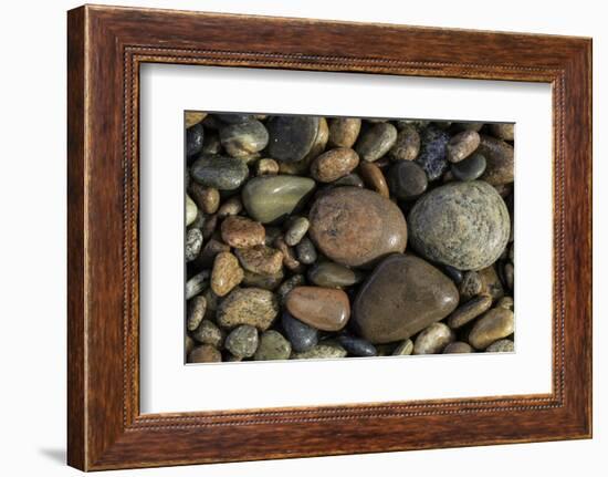 Smooth granite pebbles on beach of Lake Superior, Whitefish Point, Michigan-Adam Jones-Framed Photographic Print