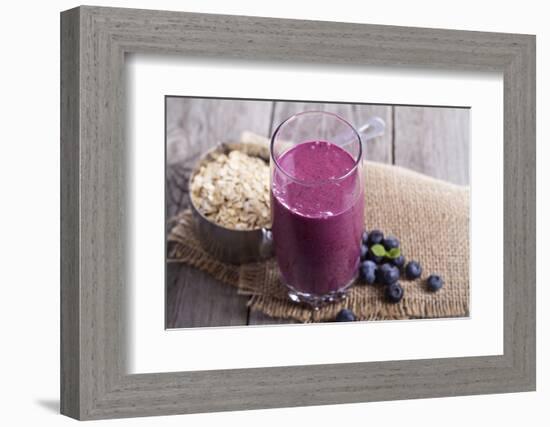 Smoothie with Blueberries and Oatmeal-Elena Veselova-Framed Photographic Print