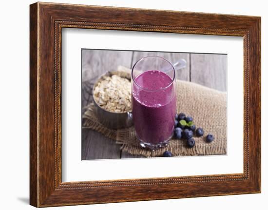 Smoothie with Blueberries and Oatmeal-Elena Veselova-Framed Photographic Print