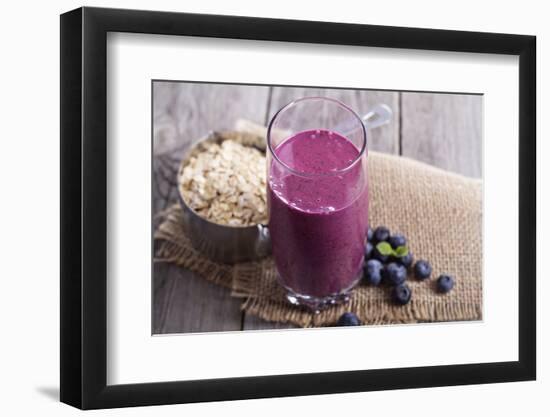 Smoothie with Blueberries and Oatmeal-Elena Veselova-Framed Photographic Print