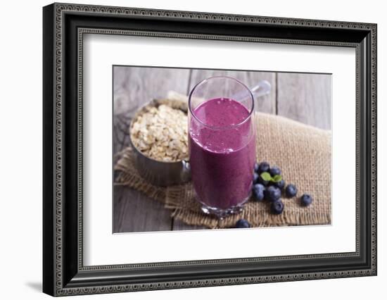 Smoothie with Blueberries and Oatmeal-Elena Veselova-Framed Photographic Print