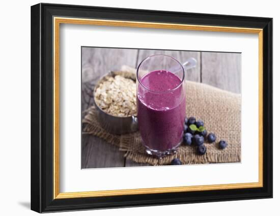 Smoothie with Blueberries and Oatmeal-Elena Veselova-Framed Photographic Print