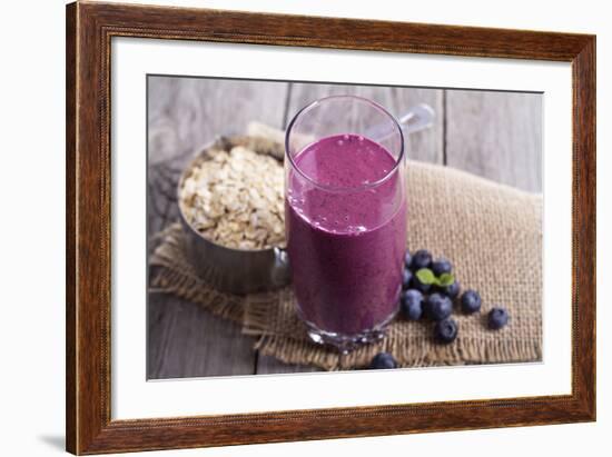 Smoothie with Blueberries and Oatmeal-Elena Veselova-Framed Photographic Print