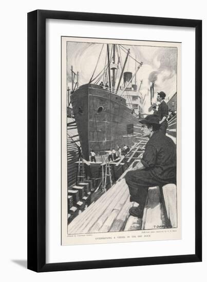 Sn American Steamship in Dry Dock for Overhaul-Thornton Oakley-Framed Art Print