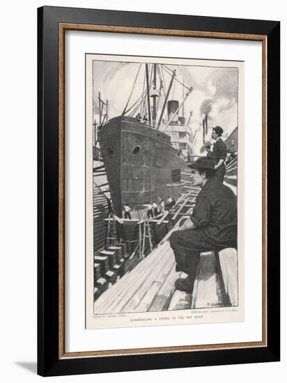 Sn American Steamship in Dry Dock for Overhaul-Thornton Oakley-Framed Art Print