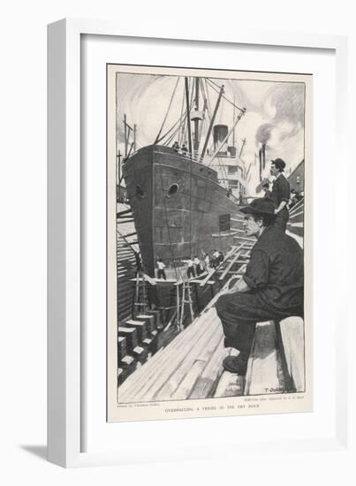 Sn American Steamship in Dry Dock for Overhaul-Thornton Oakley-Framed Art Print