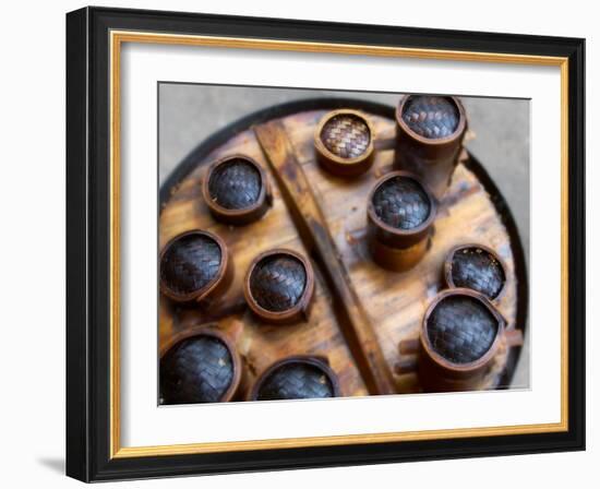 Snack Food in Bamboo Containers, Three Gorges, Yangtze River, China-Keren Su-Framed Photographic Print