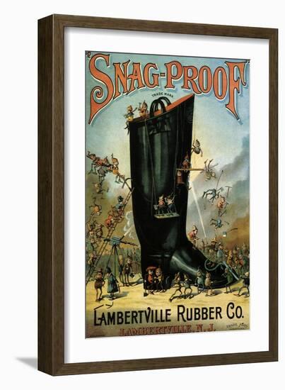 Snag-Proof Boots, Lambertville Rubber Co., c.1890-null-Framed Giclee Print