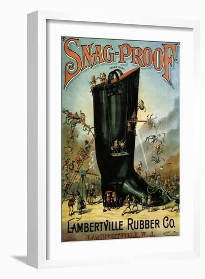 Snag-Proof Boots, Lambertville Rubber Co., c.1890-null-Framed Giclee Print