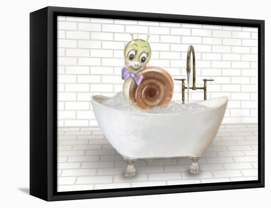 Snail In Bathtub-Matthew Piotrowicz-Framed Stretched Canvas